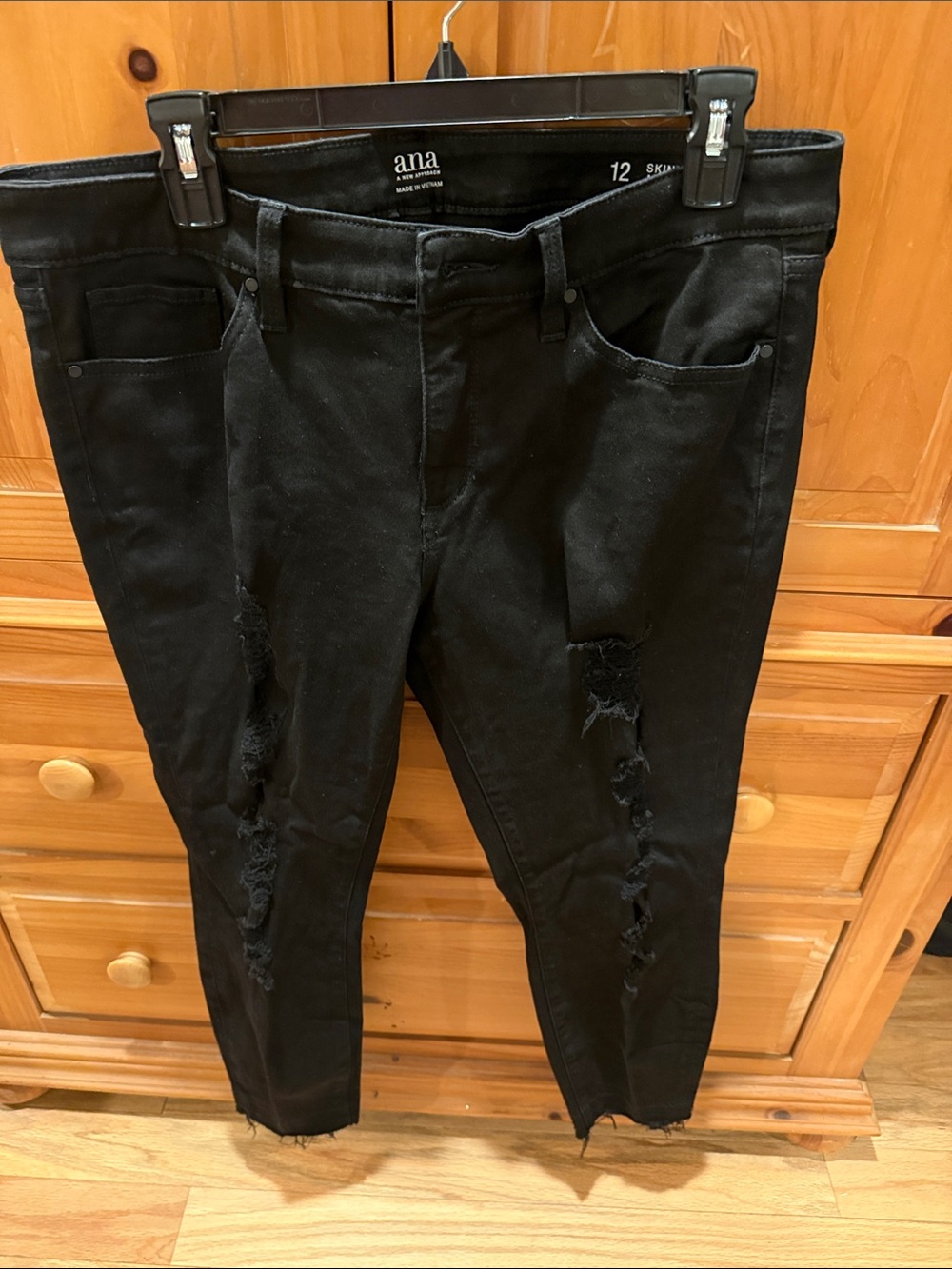 a.n.a Black Distressed Skinny Jeans